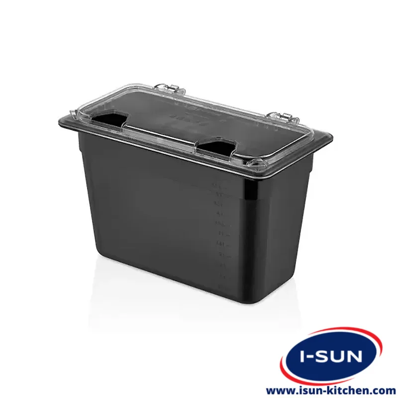 ظرف سس 1/3 عمق 15 مشکی درب دار